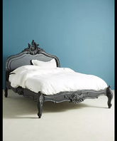 Indian Hand Carved Solid Wood King Size Bed Black 124